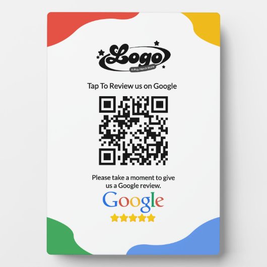 Plaque Photo QR Code Link Google Review (Devant)