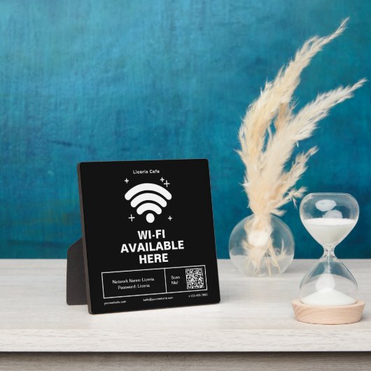 Plaque Photo Qr Code Nom commercial Minimal wifi Détails (Insitu)