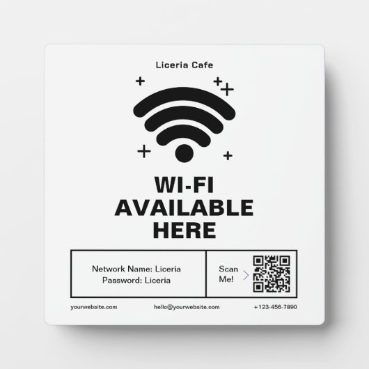 Plaque Photo Qr Code Nom commercial Minimal wifi Détails (Devant)
