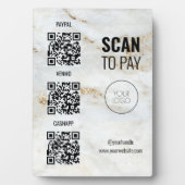 Plaque Photo QR Code Payment Business Logo Marble Professional (Devant)