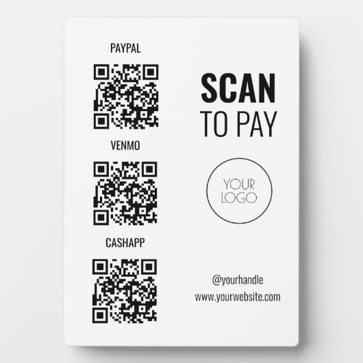 Plaque Photo QR Code Scan to Pay Business Professional (Devant)