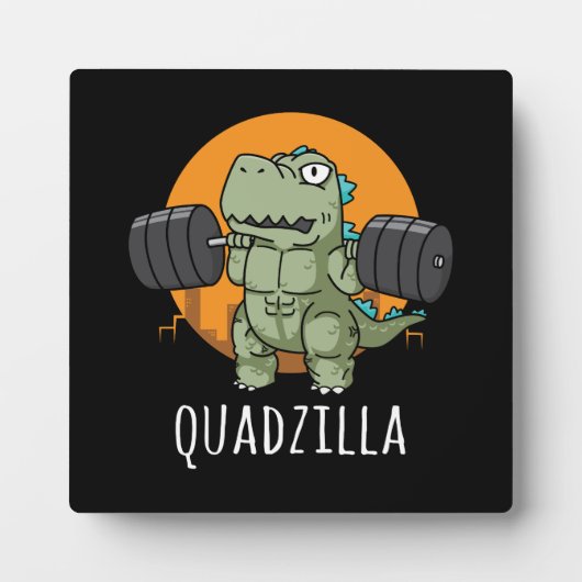 Plaque Photo Quadzilla - Drôle Gym Workout Cartoon, Squat (Devant)