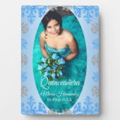 Plaque Photo Quinceañera Ice Blue Silver Winter Snowflake (Devant)