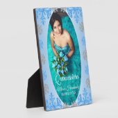 Plaque Photo Quinceañera Ice Blue Silver Winter Snowflake (Côté)