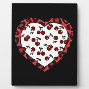 Plaque Photo RAB Rockabilly Cerises Impression Léopard Coeur