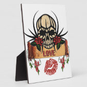 Plaque Photo RAB Rockabilly Crâne Roses Love Lipstick (Côté)