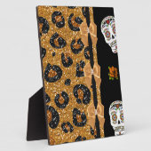 Plaque Photo RAB Rockabilly Gold Leopard Print Sugar Skulls (Côté)