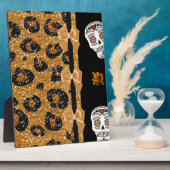 Plaque Photo RAB Rockabilly Gold Leopard Print Sugar Skulls (Côté)