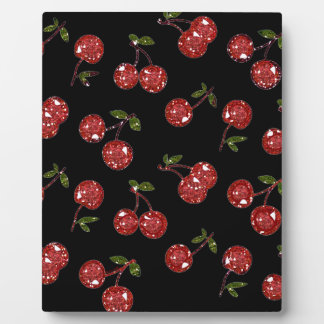 Plaque Photo RAB Rockabilly Très Cerises Cerises Sur Fond Noir