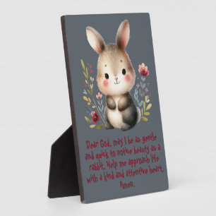 Plaque Photo Rabbit Woodland Enfants Prière chrétienne sur Grey
