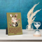 Plaque Photo Rabbit Woodland Enfants Prière chrétienne sur vert (Côté)