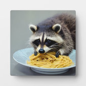 Plaque Photo Raccoon mangeant Spaghetti (Devant)