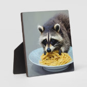 Plaque Photo Raccoon mangeant Spaghetti (Recto)