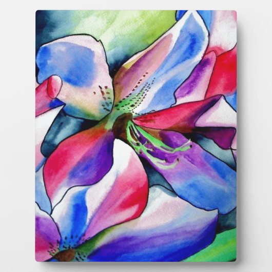 Plaque Photo Rainbow Azalea fleur aquarelle originale (Devant)