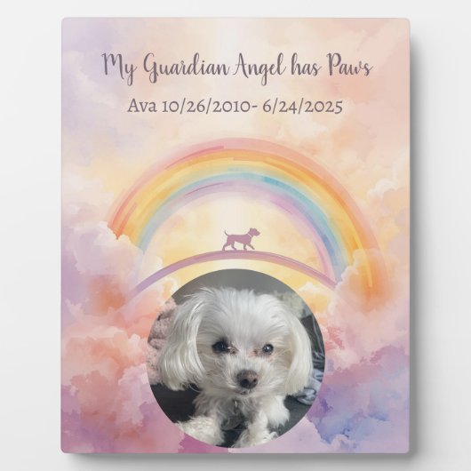 Plaque Photo Rainbow Bridge Guardiel Angel avec pattes animal d (Devant)