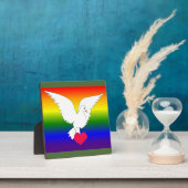 PLAQUE PHOTO RAINBOW HEART DOVE (Insitu)