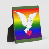 PLAQUE PHOTO RAINBOW HEART DOVE (Recto)