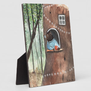 Plaque Photo Rainy Day Bear Daydream Tea Time Illustration Art