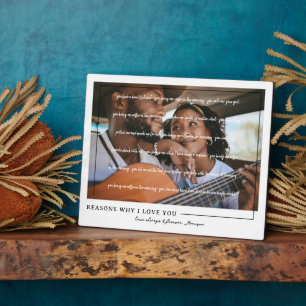 Plaque Photo Raisons pour lesquelles je t'aime Photo de coupl