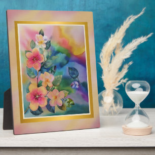 Plaque Photo Rameau de printemps à l'aquarelle colorée avec des