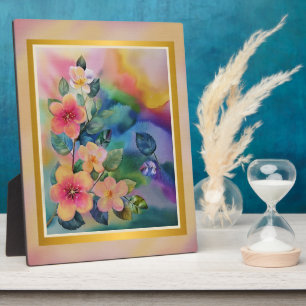 Plaque Photo Rameau de printemps à l'aquarelle colorée avec des