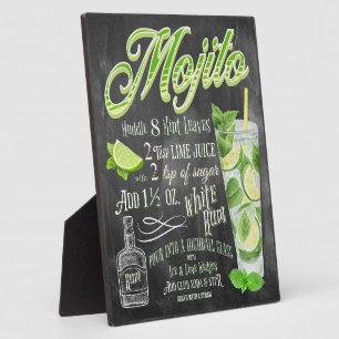 Plaque Photo Recette Mojito Cocktail Chalkboard