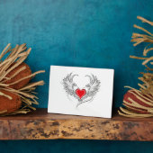 Plaque Photo Red Angel Coeur avec ailes (Côté)