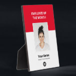 Plaque Photo Red Custom Employee of the Month Photo Awards<br><div class="desc">Red Custom Employé du mois Plaque d'appréciation avec photo,  logo de l'entreprise,  nom et titre de l'employé. N'importe quelle couleur,  n'importe quelle police,  aucun minimum.</div>
