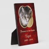 Plaque Photo Red Gold Frame Pet Memorial Template (Côté)