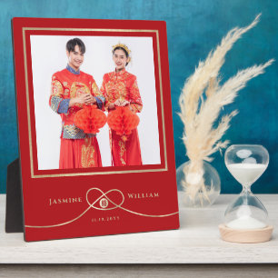 Plaque Photo Red Knot Double Bonheur Mariage chinois Photo