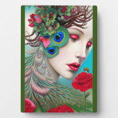 Plaque Photo Red Lips et Rose Peacock Abstrait (Devant)