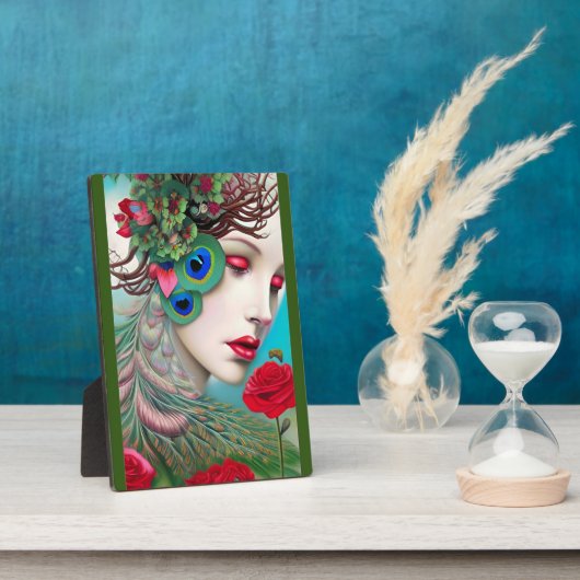 Plaque Photo Red Lips et Rose Peacock Abstrait (Côté)