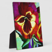 Plaque Photo Red pansies watercolor flower original art (Côté)