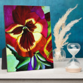 Plaque Photo Red pansies watercolor flower original art (Côté)