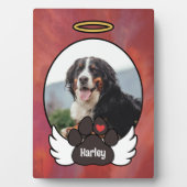 Plaque Photo Red Photo Angel Wings Paw Ajouter Nom Dog Memorial (Devant)