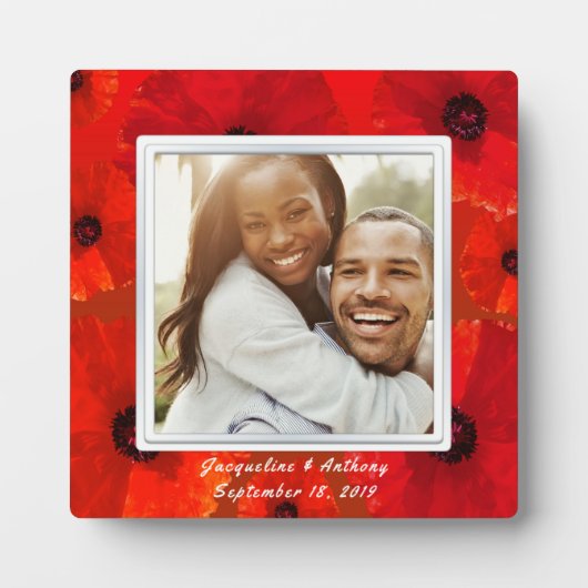 Plaque Photo Red Poppies Nouveaux mariés Photo Keepsaké (Devant)