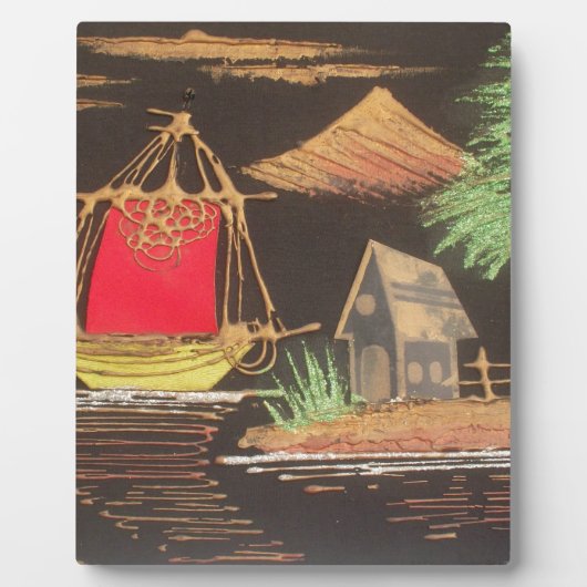 Plaque Photo Red Sailboat Paysage peinture à l'huile Imprimer (Devant)