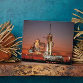 Plaque Photo Red Sky for Space Shuttle Atlantis Launch (Côté)