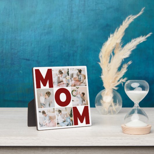 Plaque Photo Red & White 6 Photo Collage Maman (Insitu)