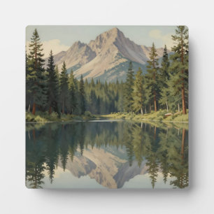 Plaque Photo Reflet du lac de montagne majestueux