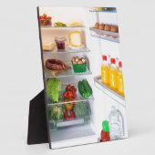Plaque Photo Réfrigérateur ouvert rempli de nourriture (Côté)