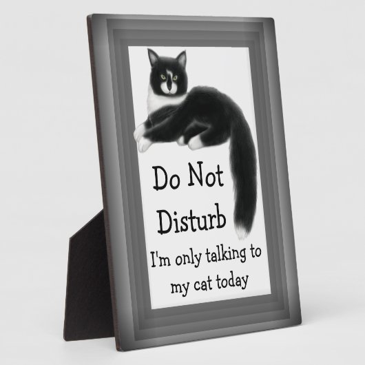 Plaque Photo Regal Tuxedo Cat Customizable Sign (Côté)