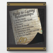 Plaque Photo Règles pour des relations durables (Devant)
