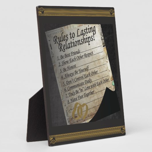 Plaque Photo Règles pour des relations durables (Côté)