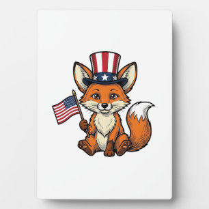 Plaque Photo Renard Patriotique Vintage Gravure Design de T-Shi