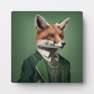 Plaque Photo Renard rouge dans un costume vert St. Patrick's Da
