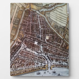 Plaque Photo Réplique carte de la ville de Rotterdam 1652