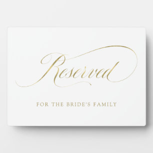 Plaque Photo Réservé Faux Gold Ornate Script Mariage