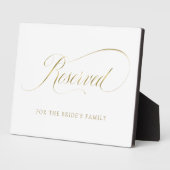 Plaque Photo Réservé | Faux Gold Ornate Script Mariage (Côté)