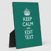 Plaque Photo Restez calme et ayez votre texte Turquoise (Côté)